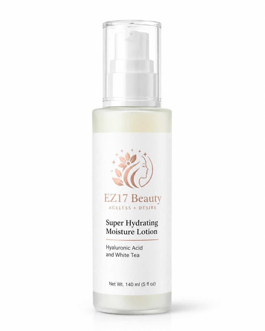 EZ17 Beauty Super Hydrating Moisture Lotion | Hyaluronic Acid & White Tea | Daily Face Moisturizer (140 ml / 5 fl oz)