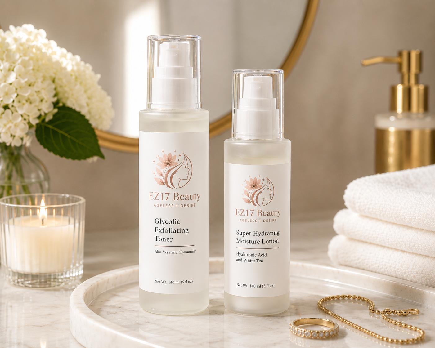 EZ17 Beauty Glycolic Exfoliating Toner | Smooth, Brighten & Refresh Skin (140 ml / 5 fl oz)