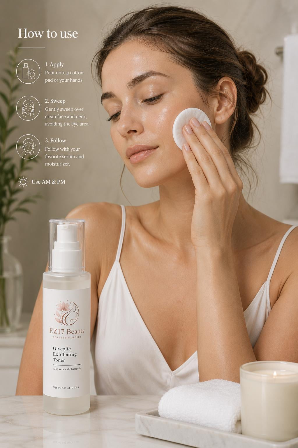 EZ17 Beauty Glycolic Exfoliating Toner | Smooth, Brighten & Refresh Skin (140 ml / 5 fl oz)